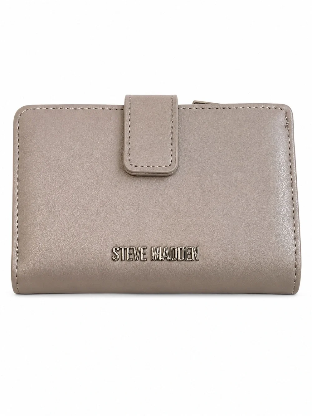 Steve Madden Taupe Bifold Wallet Organizer Zip Around Vegan Leather